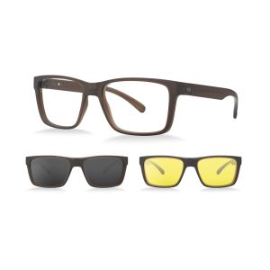 Armação de Óculos Hb Clip On Switch 0472 10104720803073 Marrom Translúcido 