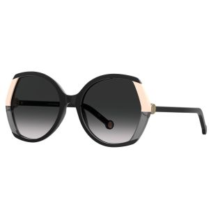 Óculos Solar Carolina Herrera Ch0051/s Kdx9o 58 Preto Brilho Lente Cinza Degradê