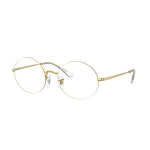 Armação de Óculos Ray Ban Oval Rb1970v 3104 54 Branco Dourado 