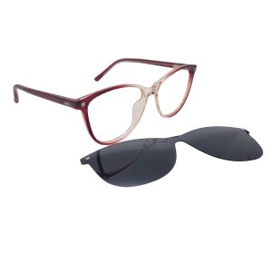 Armação de Óculos Mey Eyewear Clip On Yy6101 C3 53 Vermelho Translúcido Degradê 